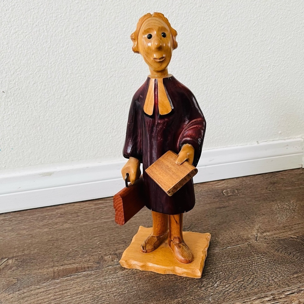 Handcrafted Wooden Lawyer Figurine - Brown and Tan Italy 12 inch